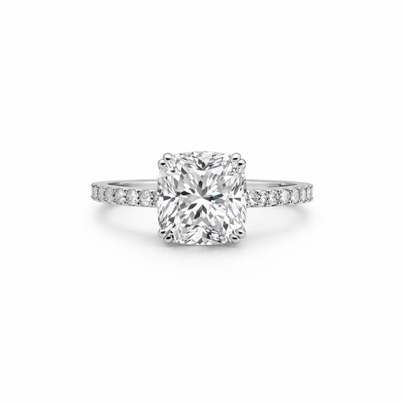 Venus and Vulcan Jewelry - 4.20 CT Moissanite Diamond Cushion Cut & Pavé
